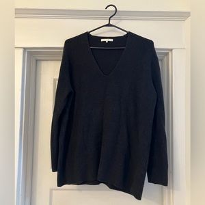 Oak + Fort, long sleeved, v-neck sweater, dark grey, size small